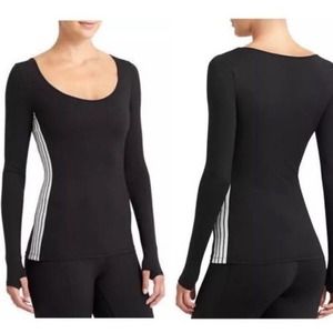 Derek Lam 10C x Athleta Black Striped Long Sleeve Top Small